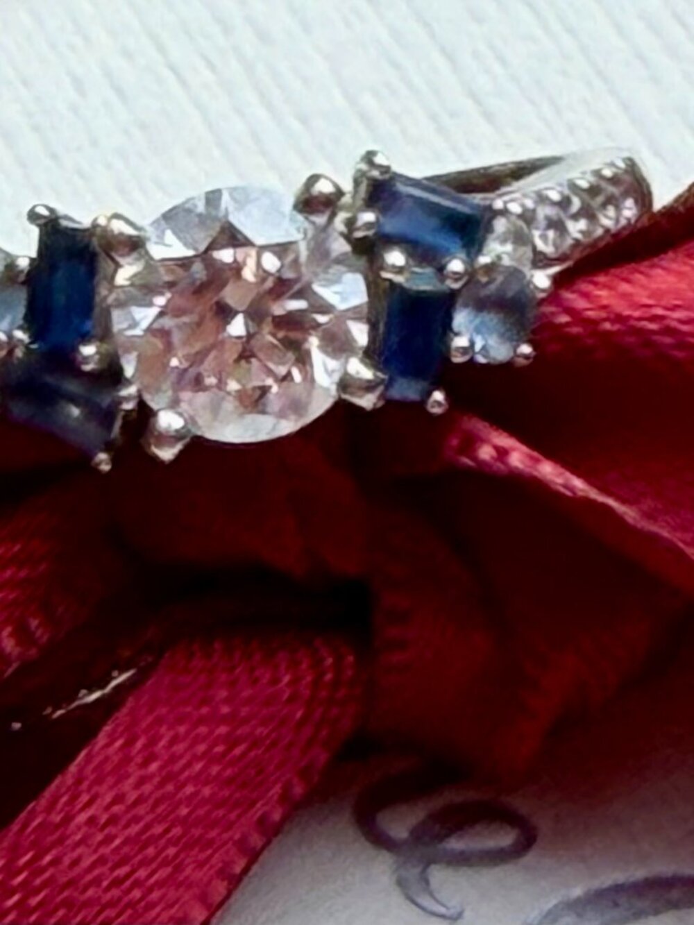 Sapphire Diamond Engagement Ring 5 3/4 NIB Shane & Co. 14K white gold - Picture 2 of 12